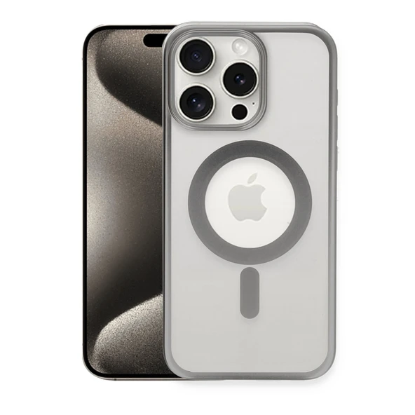 iPhone 15 Pro Max Kılıf Erozi Magsafe Kapak - Gümüş ürün görseli 1