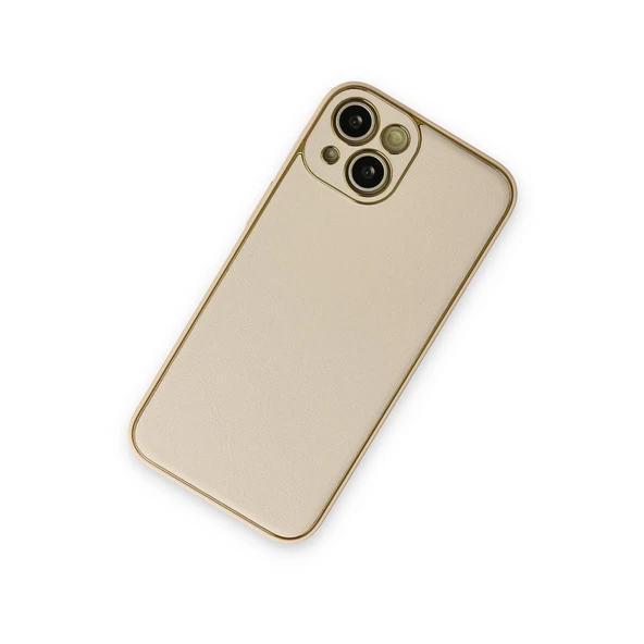 iPhone 14 Plus Kılıf Coco Deri Silikon Kapak - Gold - Resim 2