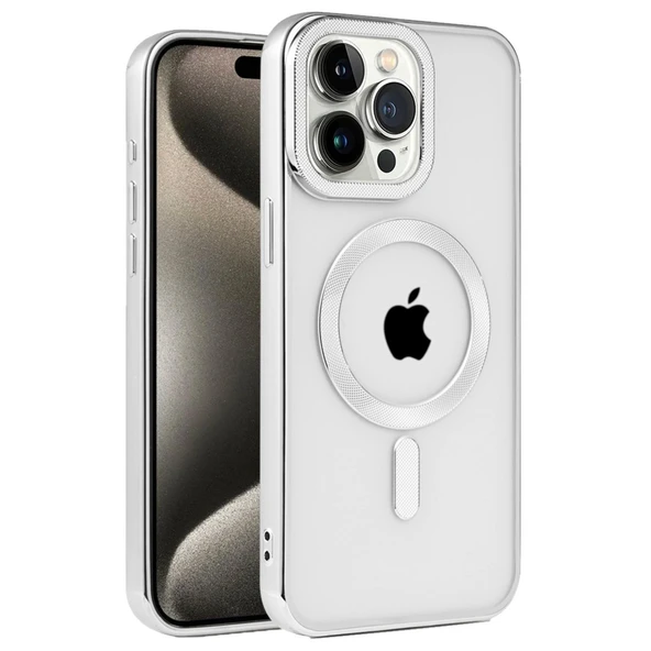 iPhone 15 Pro Max Kılıf Kronos Magsafe Kapak - Gümüş ürün görseli 1