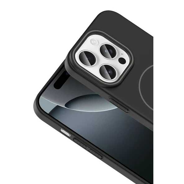 iPhone 15 Pro Max Broş Magsafe Kapak - Füme - Resim 2