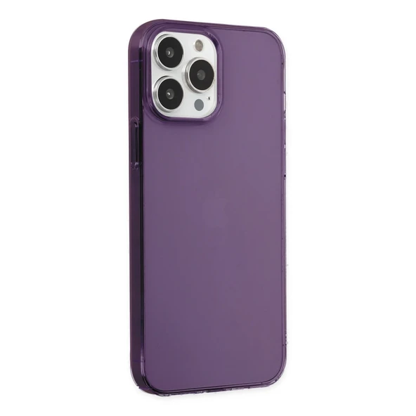 iPhone 14 Pro Max Kılıf Pc Sert Şeffaf Kapak - Mor - Resim 2