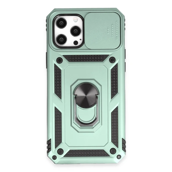 iPhone 12 Pro Max Kılıf Pars Lens Yüzüklü Silikon - Yeşil ürün görseli 1