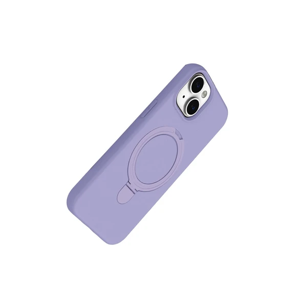 iPhone 15 Plus Regal Magsafe Standlı Kapak - Lila - Resim 3