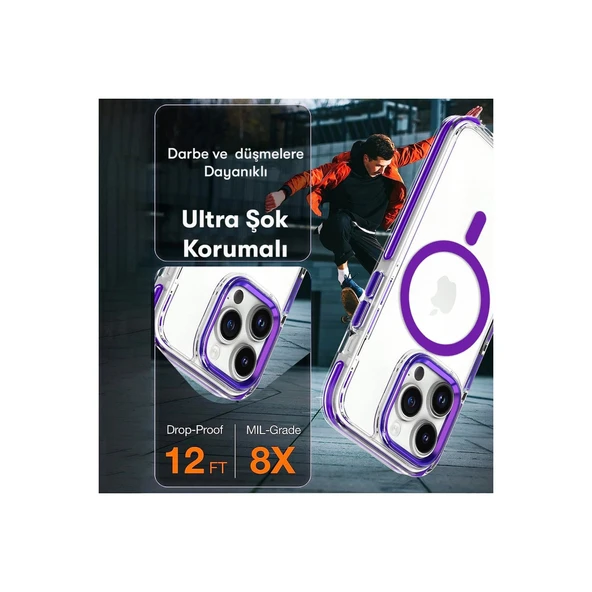 iPhone 15 Pro Max Bella Magsafe Kapak - Derin Mor - Resim 6