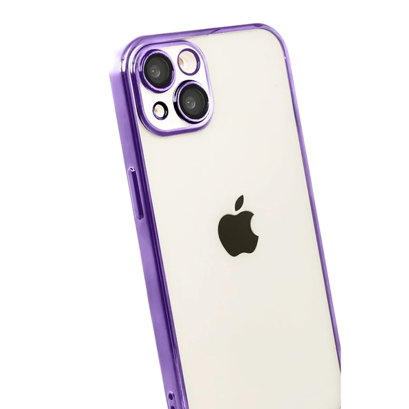 iPhone 15 Kamera Korumalı Lensli Silikon - Mor - Resim 3