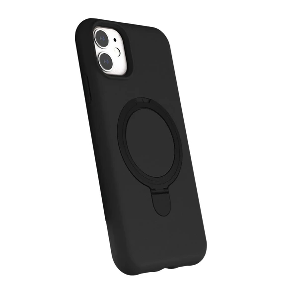 iPhone 11 Regal Magsafe Standlı Kapak - Siyah - Resim 2