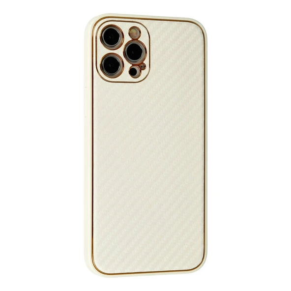 iPhone 12 Pro Max Kılıf Coco Karbon Silikon - Beyaz - Resim 2