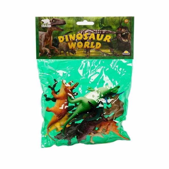 0710 Dinozorların Dünyası Poşetli Hayvan Oyun Seti Orta Boy ürün görseli 1