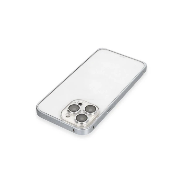 iPhone 15 Pro Max Metal Bumper Mat Kapak - Gri - Resim 4