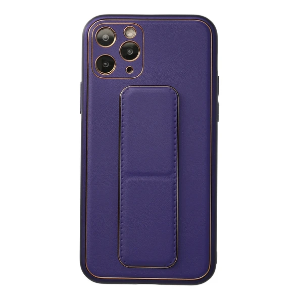 iPhone 11 Pro Kılıf Coco Deri Standlı Kapak - Mor ürün görseli 1