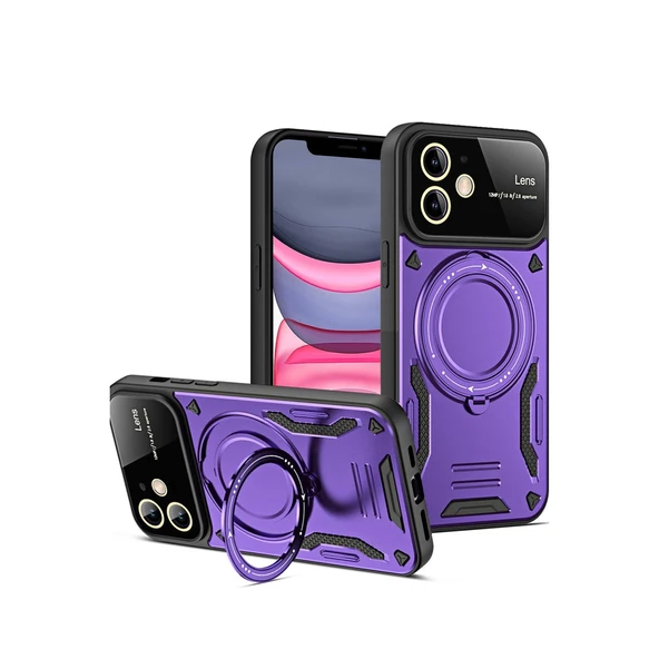 iPhone 11 Kılıf Joy Lens Standlı Kapak - Mor ürün görseli 1