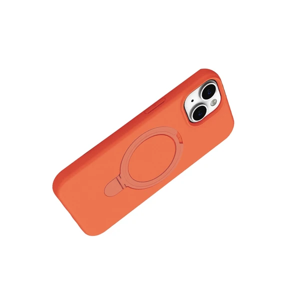 iPhone 15 Plus Regal Magsafe Standlı Kapak - Turuncu - Resim 4