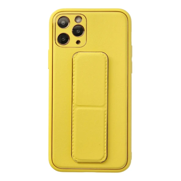 iPhone 11 Pro Kılıf Coco Deri Standlı Kapak - Sarı ürün görseli 1