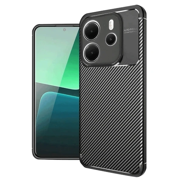 Xiaomi Redmi Note 14 4g Kılıf Auto Focus Karbon Kapak - Siyah ürün görseli 1
