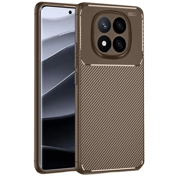 Xiaomi Redmi Note 14 Pro 4g Kılıf Auto Focus Karbon Kapak - Kahverengi ürün görseli 1