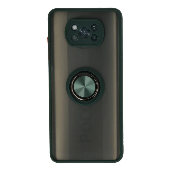 Xiaomi Pocophone X3 Kılıf Montreal Yüzüklü Silikon Kapak - Yeşil ürün görseli 1