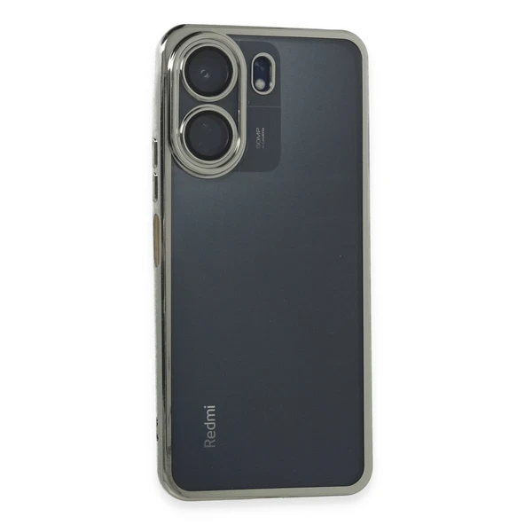 Xiaomi Redmi 13c Kılıf Kamera Korumalı Lensli Silikon - Gümüş ürün görseli 1