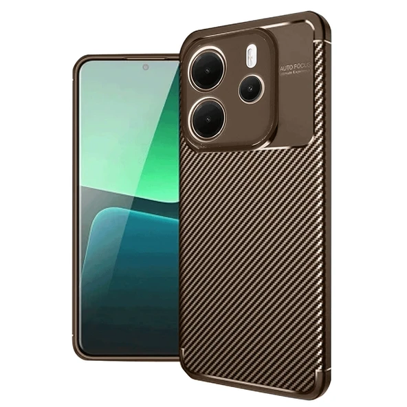 Xiaomi Redmi Note 14 4g Kılıf Auto Focus Karbon Kapak - Kahverengi ürün görseli 1
