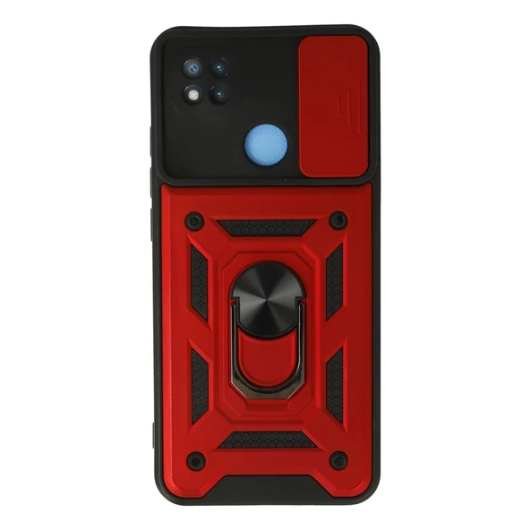 Xiaomi Redmi 9c Kılıf Pars Lens Yüzüklü Silikon - Kırmızı ürün görseli 1