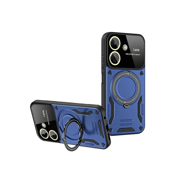 Xiaomi Redmi 13c Kılıf Joy Lens Standlı Kapak - Lacivert ürün görseli 1