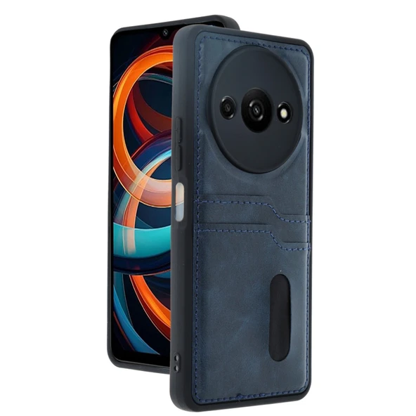 Xiaomi Redmi A3 4g Kılıf Sara Kartvizitli Deri Kılıf - Lacivert ürün görseli 1