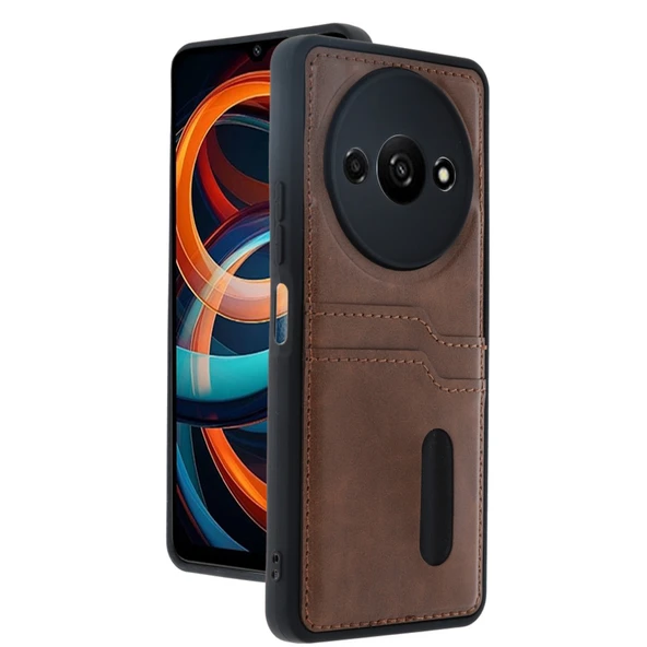 Xiaomi Redmi A3 4g Kılıf Sara Kartvizitli Deri Kılıf - Taba ürün görseli 1