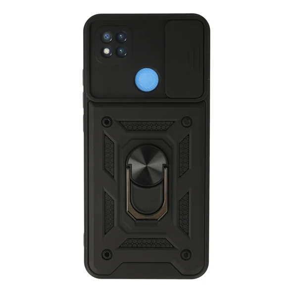 Xiaomi Redmi 9c Kılıf Pars Lens Yüzüklü Silikon - Siyah ürün görseli 1