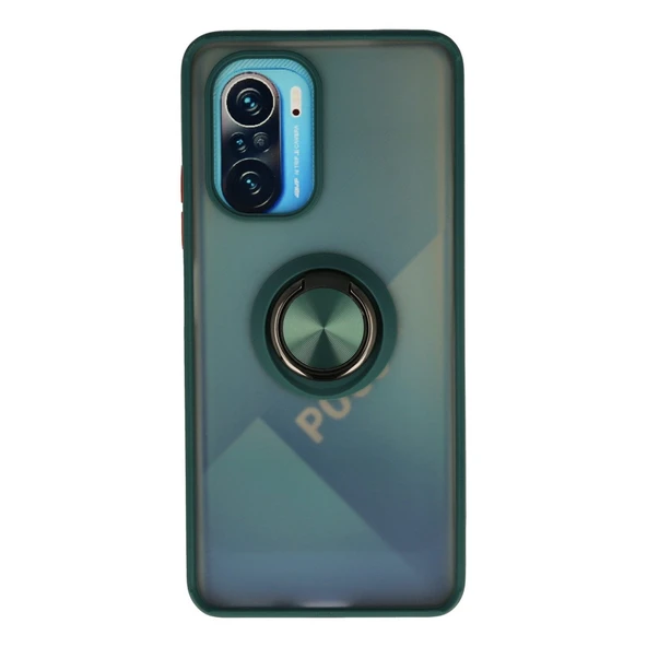 Xiaomi Redmi K40 Kılıf Montreal Yüzüklü Silikon Kapak - Yeşil ürün görseli 1