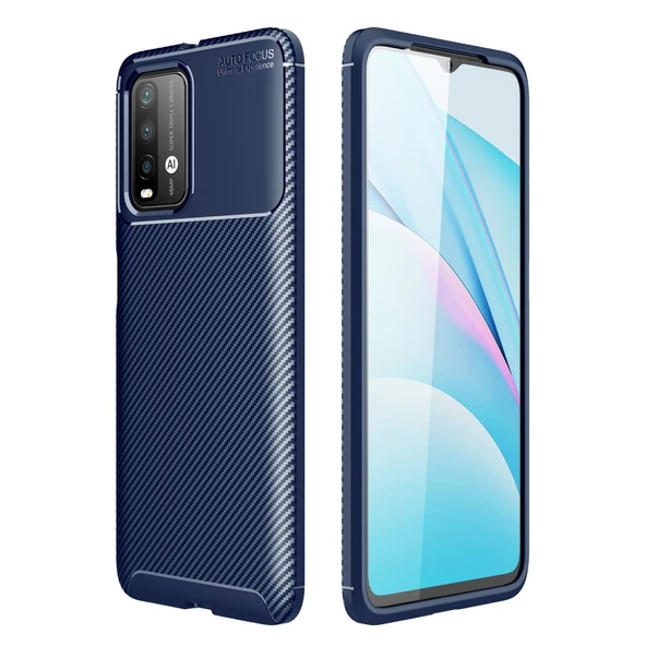 Xiaomi Redmi 9t Kılıf Auto Focus Karbon Kapak - Lacivert ürün görseli 1