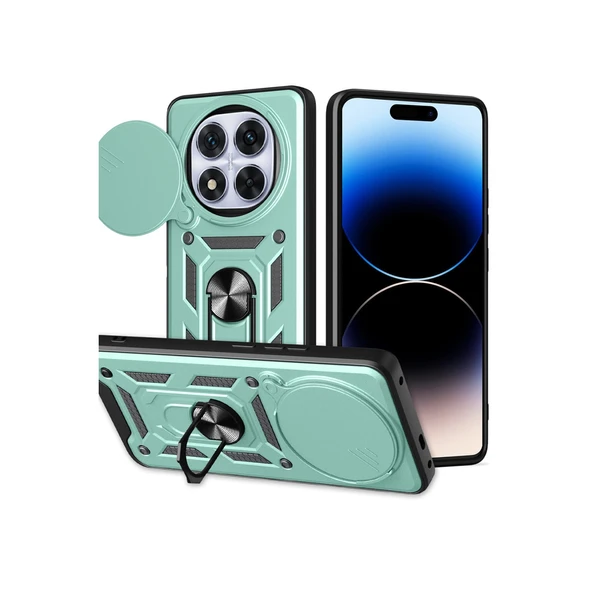 Xiaomi Redmi Note 14 Pro Plus Kılıf Pars Lens Yüzüklü Silikon - Yeşil ürün görseli 1