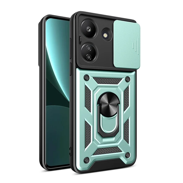 Xiaomi Redmi 13c Kılıf Pars Lens Yüzüklü Silikon - Yeşil ürün görseli 1