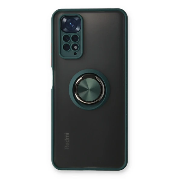 Xiaomi Redmi Note 11 Kılıf Montreal Yüzüklü Silikon Kapak - Yeşil ürün görseli 1