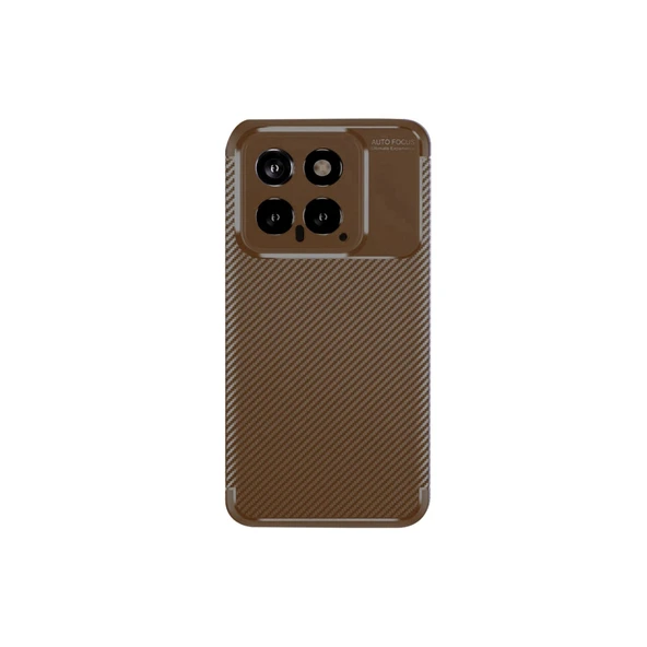 Xiaomi Mi 14t Kılıf Auto Focus Karbon Kapak - Kahverengi ürün görseli 1