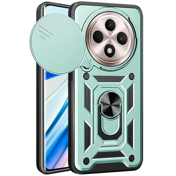 Xiaomi Redmi 14c Kılıf Pars Lens Yüzüklü Silikon - Yeşil ürün görseli 1