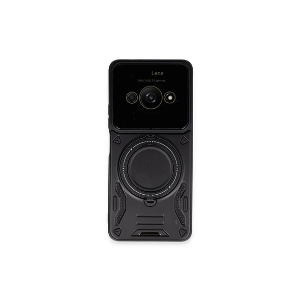 Xiaomi Poco C61 Kılıf Joy Lens Standlı Kapak - Siyah ürün görseli 1