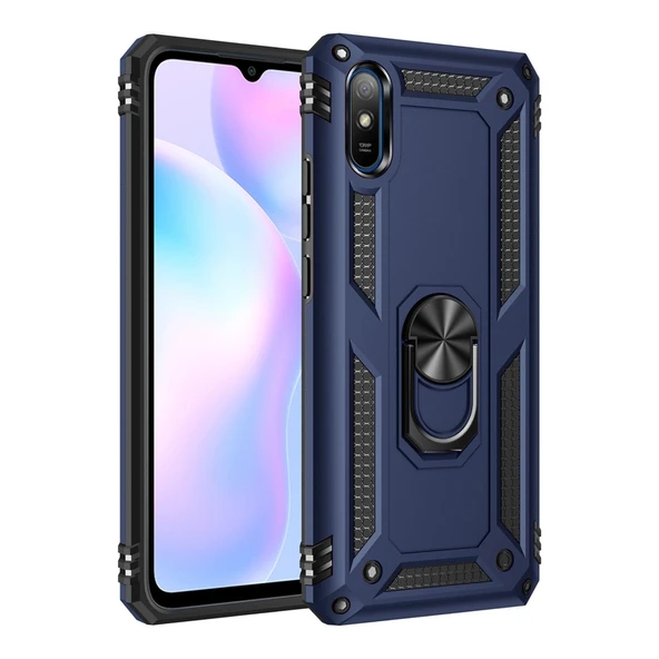 Xiaomi Redmi 9a Kılıf Sofya Yüzüklü Silikon Kapak - Lacivert ürün görseli 1