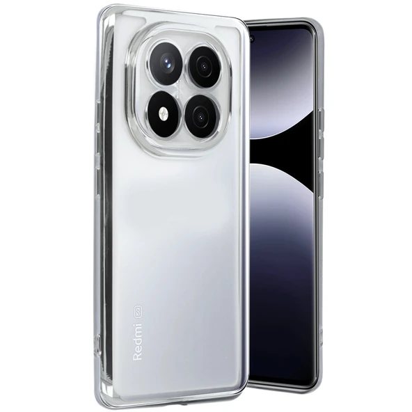 Xiaomi Redmi Note 14 Pro Plus Kılıf Kamera Korumalı Lensli Silikon - Gümüş ürün görseli 1