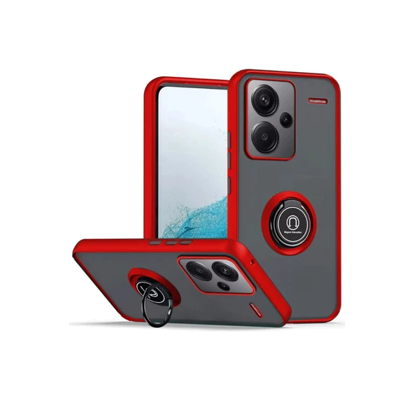 Xiaomi Redmi Note 13 Pro Plus Kılıf Montreal Yüzüklü Silikon Kapak - Kırmızı ürün görseli 1