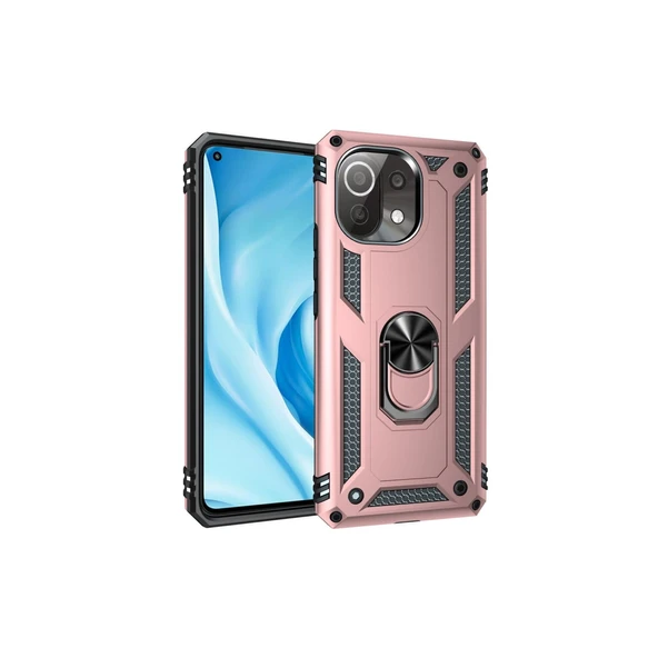 Xiaomi Mi 11 Lite Kılıf Sofya Yüzüklü Silikon Kapak - Rose ürün görseli 1