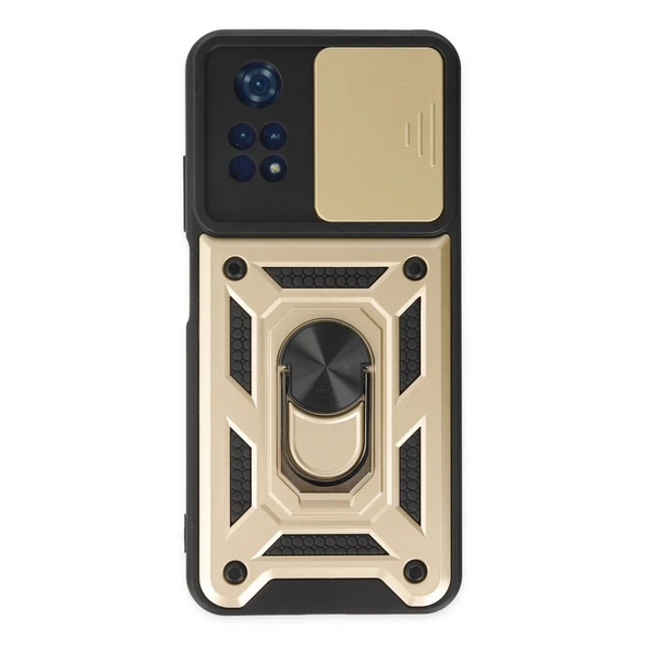 Xiaomi Poco M4 Pro 4g Kılıf Pars Lens Yüzüklü Silikon - Gold ürün görseli 1
