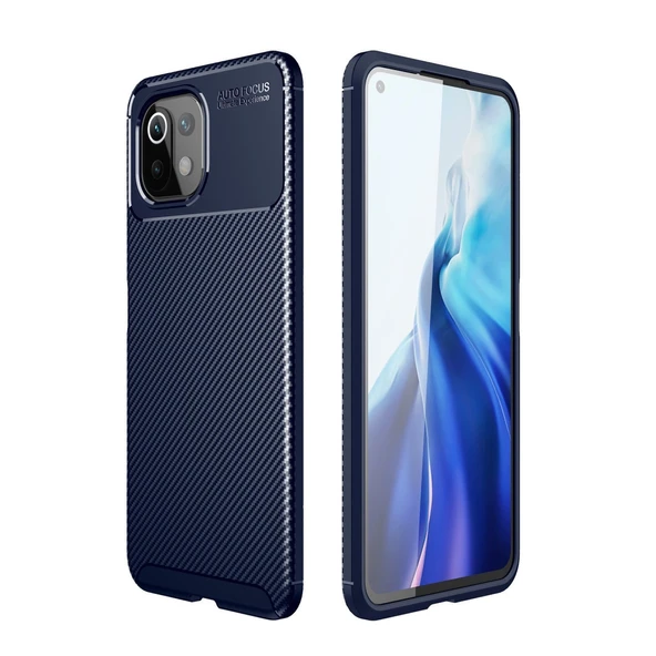 Xiaomi Mi 11 Lite Kılıf Auto Focus Karbon Kapak - Lacivert ürün görseli 1