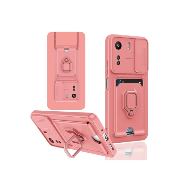 Xiaomi Redmi 13c Kılıf Zuma Kartvizitli Yüzüklü Silikon - Pembe ürün görseli 1