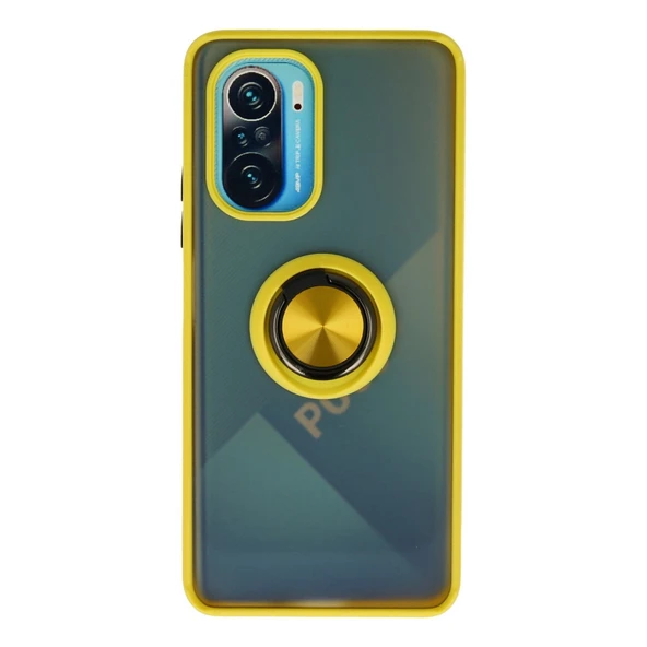 Xiaomi Redmi K40 Kılıf Montreal Yüzüklü Silikon Kapak - Sarı ürün görseli 1