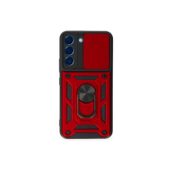 Samsung Galaxy S23 Fe Kılıf Pars Lens Yüzüklü Silikon - Kırmızı ürün görseli 1