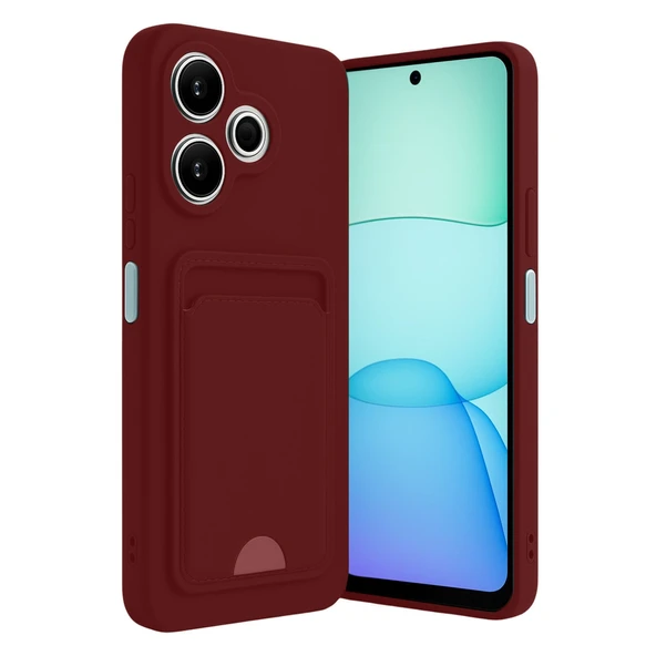 Xiaomi Redmi 13 4g Kılıf Kelvin Kartvizitli Silikon - Bordo ürün görseli 1