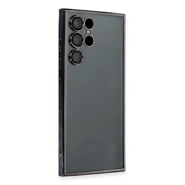 Samsung Galaxy S22 Ultra Kılıf Kamera Korumalı Lensli Silikon - Siyah ürün görseli 1