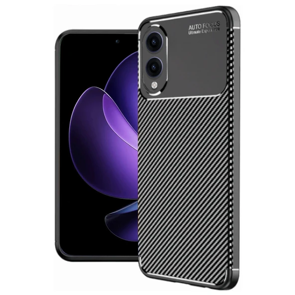Samsung Galaxy S25 Edge Kılıf Auto Focus Karbon Kapak - Siyah ürün görseli 1