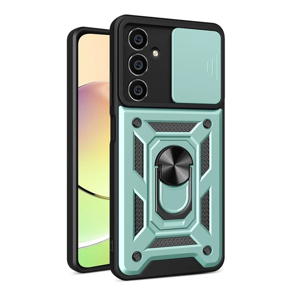 Samsung Galaxy A15 4g Kılıf Pars Lens Yüzüklü Silikon - Yeşil ürün görseli 1
