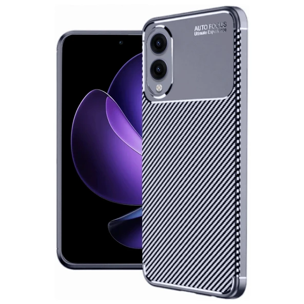 Samsung Galaxy S25 Edge Kılıf Auto Focus Karbon Kapak - Lacivert ürün görseli 1