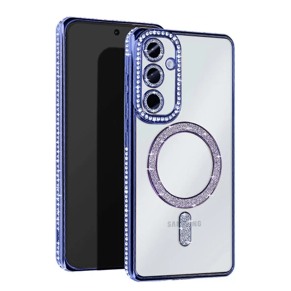 Samsung Galaxy S25 Kılıf Joke Simli Magneticsafe Kılıf - Mavi ürün görseli 1